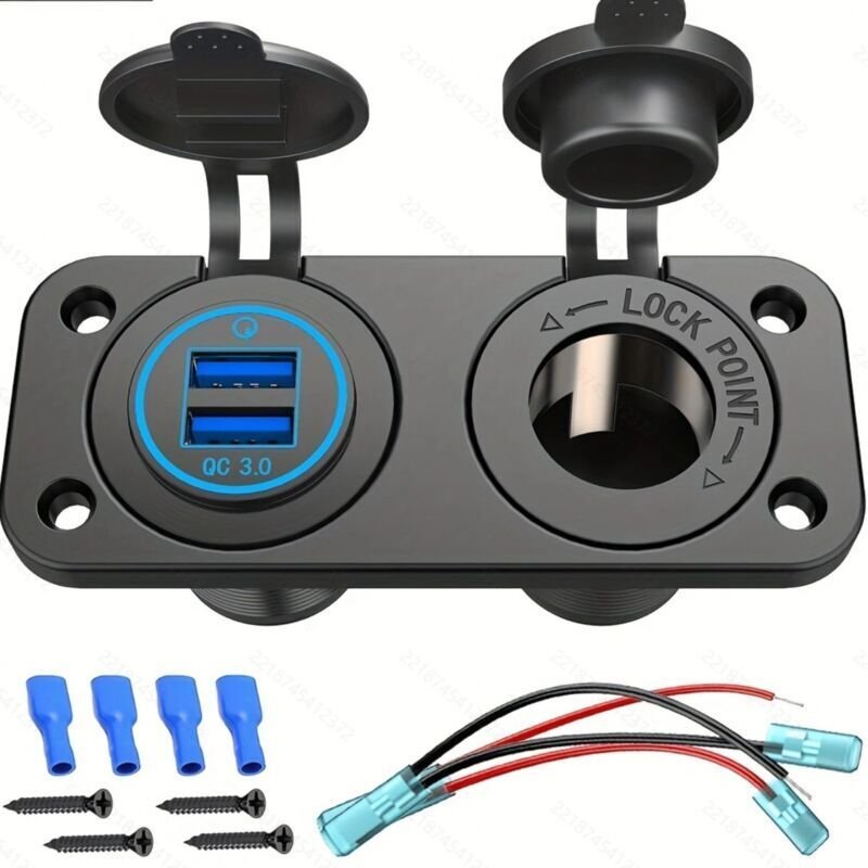 Verbesserte 12V QC 3.0 USB-Ladebuchse, Dual-USB-Anschluss, Zigarettenanzünderbuchse mit Touch-Ein-/Ausschalter, wasserdi...