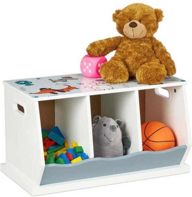 Toy storage with 3 compartments
