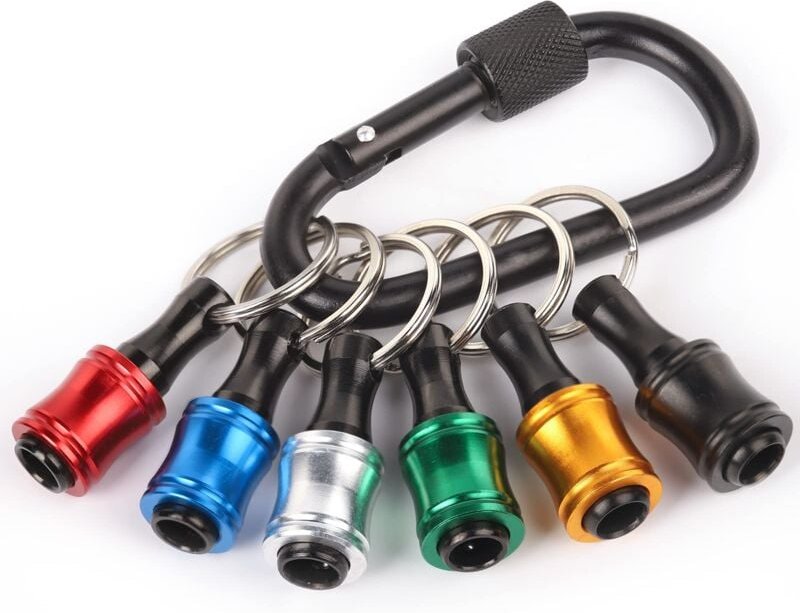 6 Stück 1/4 Zoll Sechskantschaft Schraubendreher-Bithalter – Schraubendreher-Bithalter mit schwarzem Karabiner – leicht ...