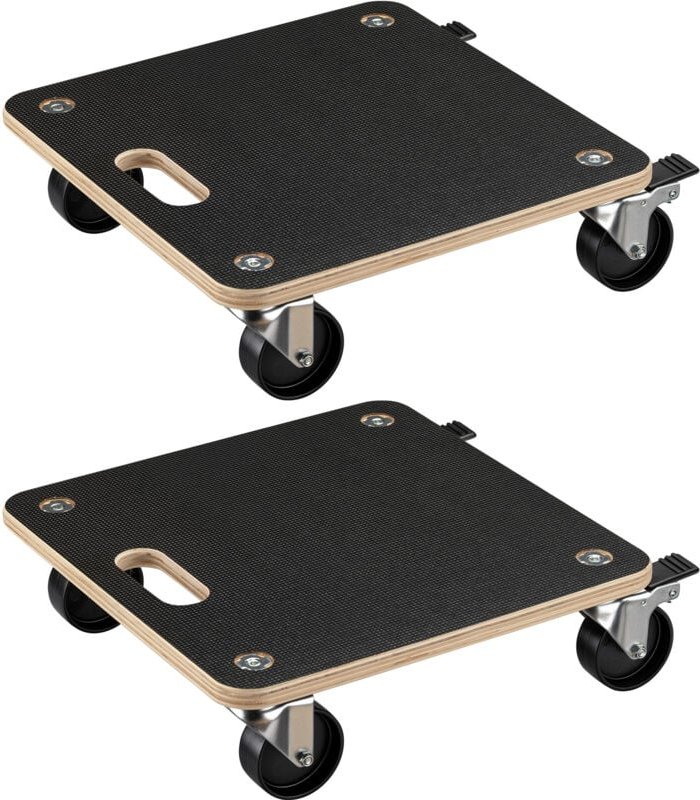 Wiltec 2x Transportroller 380 x 380 x 119 mm mit 250 kg Traglast je Möbelroller, Rollbrett aus Holz mit 4 Lenkrollen