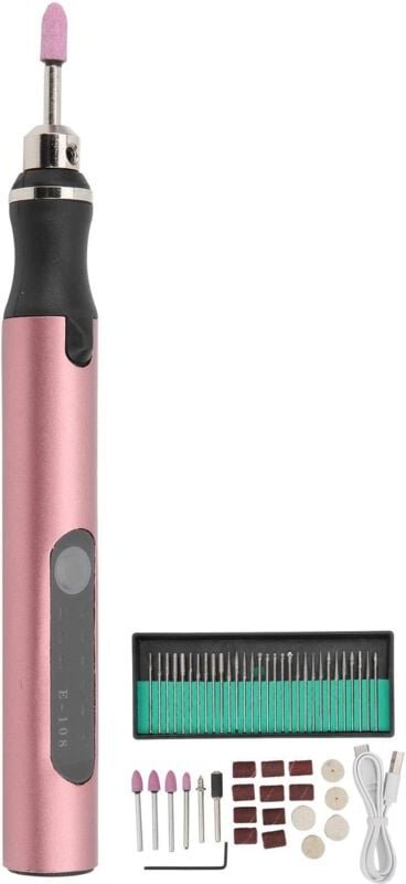 Gravierstift, elektrischer Mikrogravierstift, Mini-DIY-Vibrogravur-Werkzeugset, Zubehör zur Kratzerentfernung (Roségold)