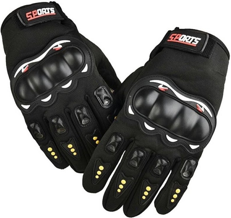 Motorradhandschuhe, Motorrollerhandschuhe, Quad-Touchscreen-Fahrradhandschuhe, Unisex, schwarz mit gelben Punkten