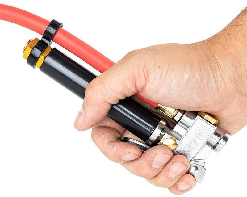 Hochleistungs-Reifendruckmessgerät mit Inflator, Reifenfüller mit Druckmesser 10-120 PSI für 1/4" NPT-Luftkompressor