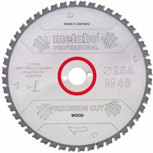 Sägeblatt 'precision cut wood - professional', 315x2,4/1,8x30, Z84 wz 5° neg. - Metabo