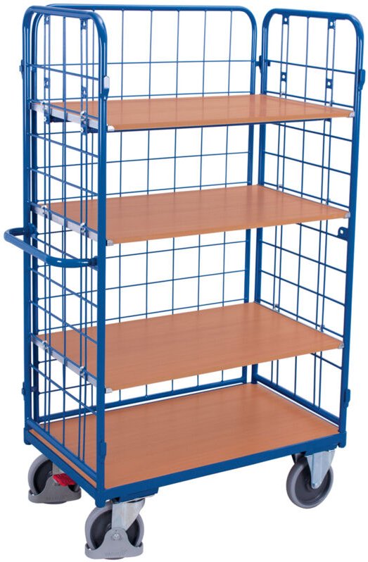 VARIOfit Dreiwandwagen, hoch und vergittert mit 4 Etagen 1000x600mm Anthrazitgrau RAL 7016