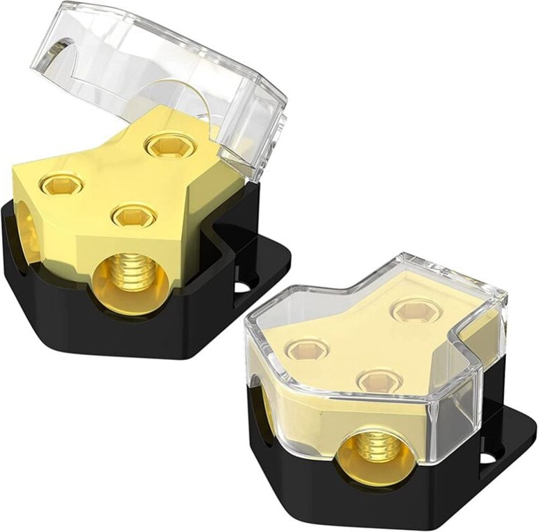 Tlily - 12V Stromverteilerblock Car Audio Splitter 2 Wege 0/2/4 Gauge in 4/6/8 Out Ground Distribution Block Amp