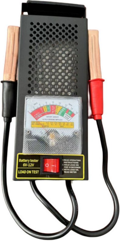Batterietester für 6V- und 12V-Batterien/Akkumulatoren, mit 2 Klemmen, einstellbarer Skala, Batterietester für Kfz-Lades...