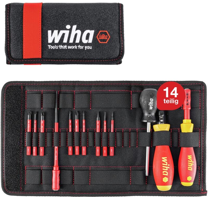 Wiha Drehmoment Schlüssel Schraubendreher Set TorqueVario-S electric (40674) gemischt 14tlg. 0,8-5,0 Nm inkl. Falttasche...