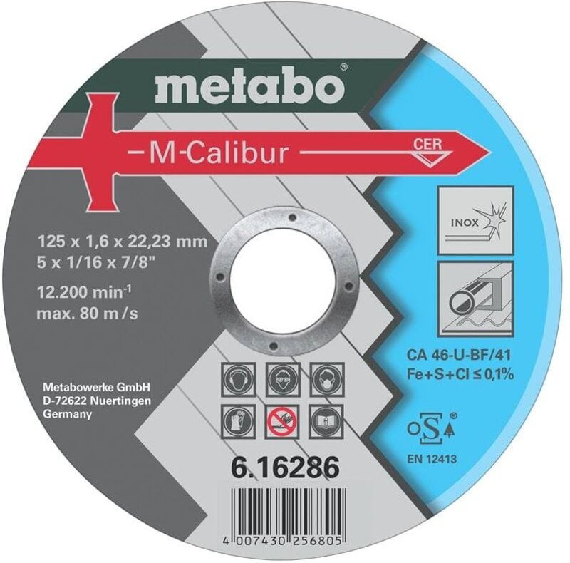 M-Calibur 125 x 1,6 x 22,23 Inox, tf 41 (616286000) - Metabo
