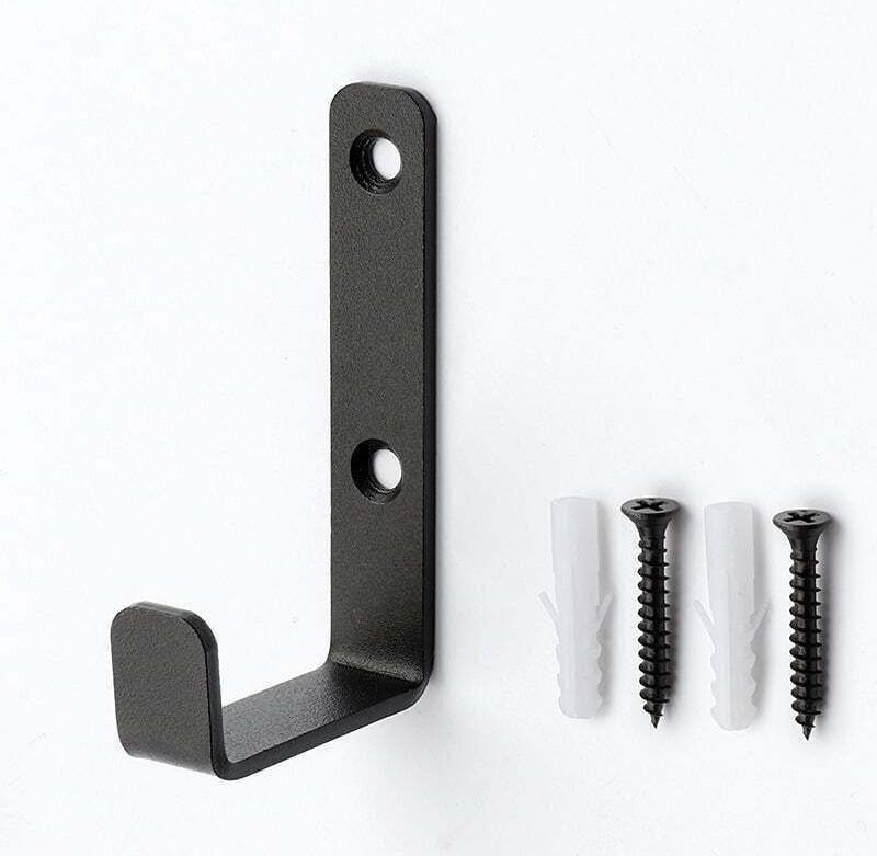 4er-Pack robuste Wandhaken, XU, J-förmige Garagenhaken, universelle schwarze Schraubhaken, robuste Schraubhaken, Garagen...