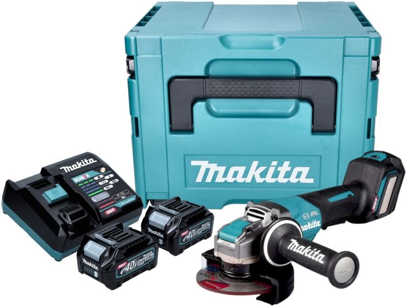 Makita GA 044 GD201 Akku Winkelschleifer 40 V max. 125 mm X-LOCK Brushless + 2x Akku 2,5 Ah + Ladegerät + Makpac