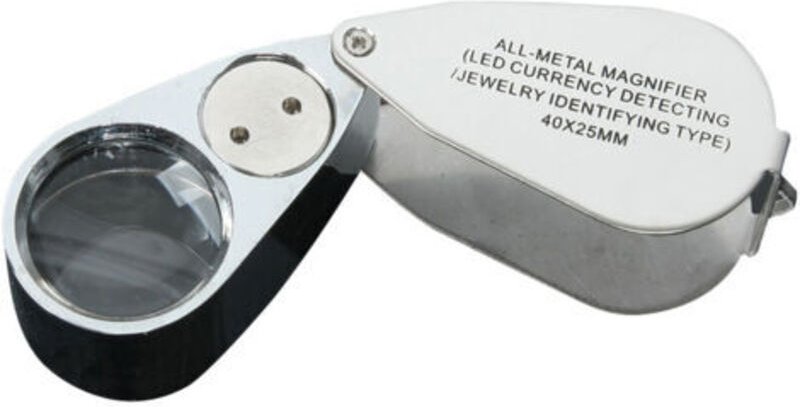 40X Juwelierlupe, zusammenklappbare Metalllupe mit UV-LED-Licht für Diamanten, Juweliere, Münzen (Währungserkennung/Schm...
