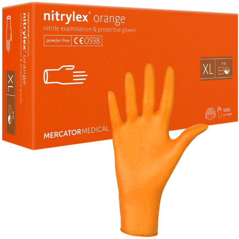 Mercator Nitrylex Orange XL Nitrilhandschuhe, 100 Stück