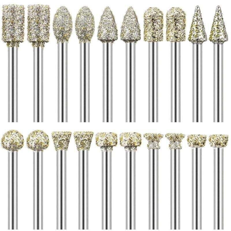 Diamant-Frässtift-Set, 20-teilig, Diamant-Frässtifte, 1/8-Zoll-Schaft, kompatibel mit Dremel, zum Schnitzen, Heimwerken,...