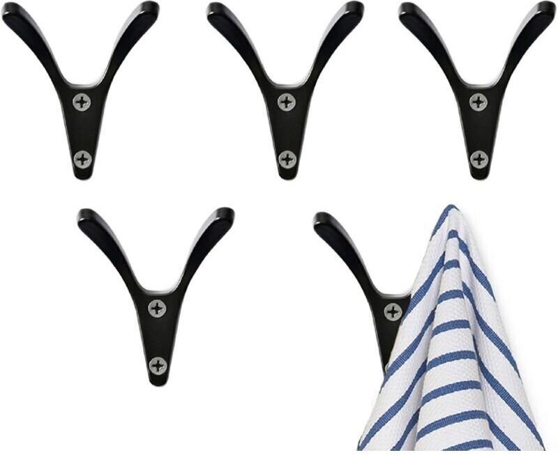 Vtizikl Lot de 5 crochets en alliage de zinc pour porte-manteaux, peignoirs, serviettes, support mural pour cuisine, sal...