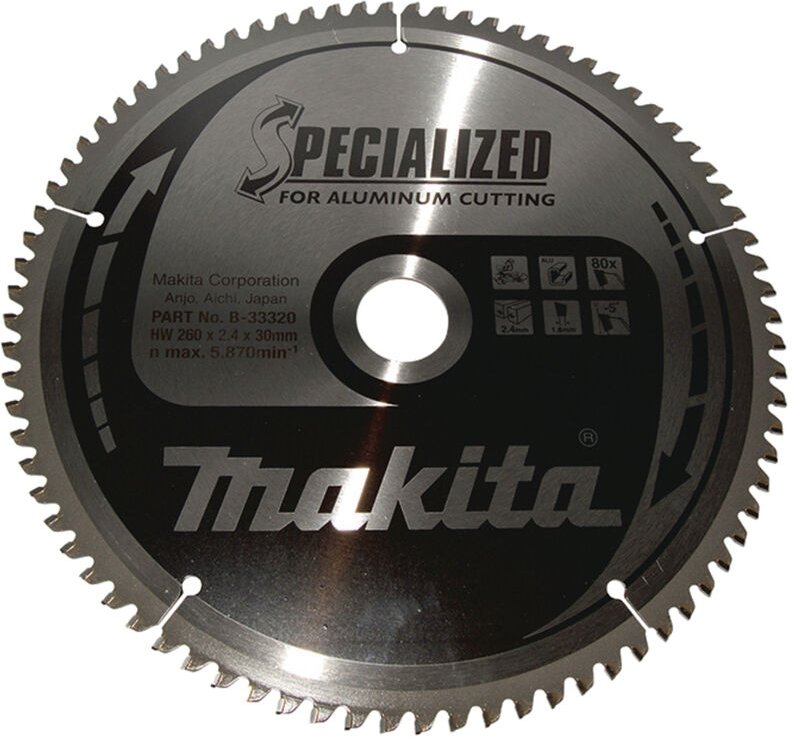 Sägeblatt specialized 260x30x80Z, 2,4 mm - Makita
