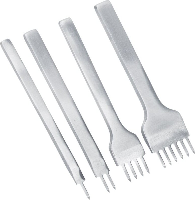 Ledernähahle, Lederlochwerkzeug, 3-mm-Lederahlen-Set (1/2/4/6 Zähne), Schnürscheren-Set, 4-teilig, Werkzeuge