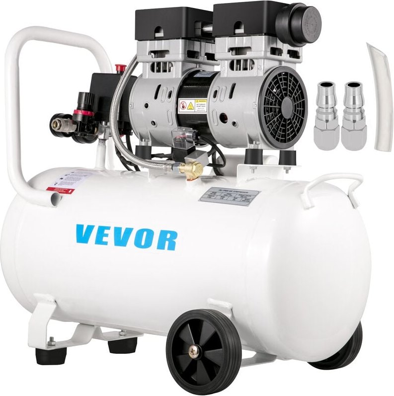 VEVOR Flüsterkompressor 50 L, Leise Ölfrei Kompressor 750 W, Ölfrei Luftkompressor 65 dB, Druckluftkompressor 230 V, Sil...