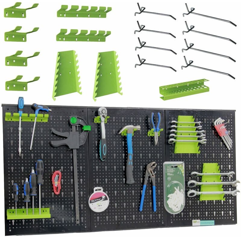 Werkzeugwand 120 x 60 cm 17 tlg. Set Metall Lochwand Werkzeugaufbewahrung Lagersystem