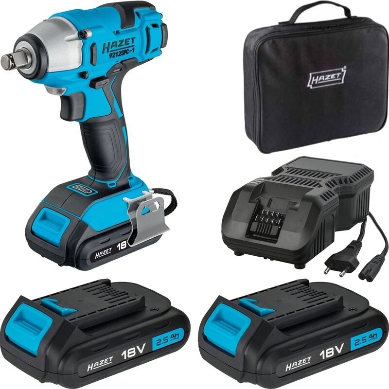 Hazet 1/2" Akku-Schlagschrauber 9212SPC-1/4 18V 2x 2,5 Ah Akku, Schnellladegerät