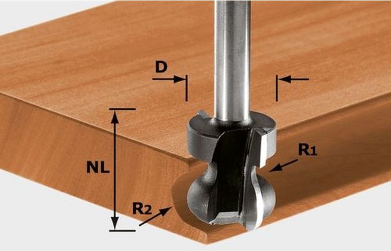 Griffleistenfräser hw Schaft 8 mm hw S8 D22/16/R2,5+6 - Festool
