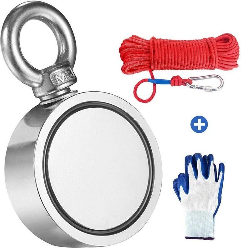 Doppelseitiger Neodym-Angelmagnet N52, starke Doppelhaken, 60 mm Durchmesser, 25 mm Dicke, 300 kg Zugkraft, 20 m gefloch...