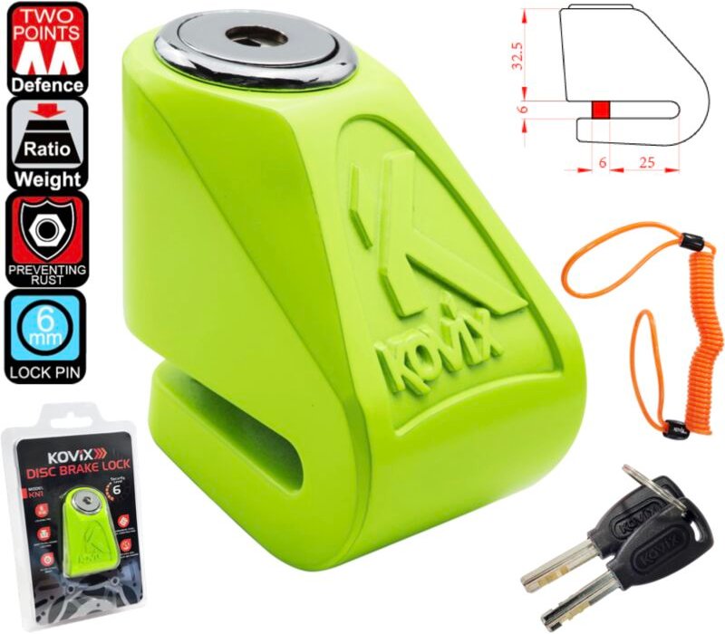 KOVIX KN1 Bremsscheibenschloss fluoreszierend grün