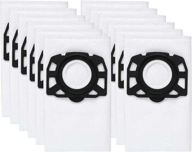 Packung mit 12 KFI 487 Filterbeuteln, Staubsaugerzubehör für Kärcher WD4, WD5, WD6, MV4, MV5, MV6, WD4.000, WD5.999, 2.8...