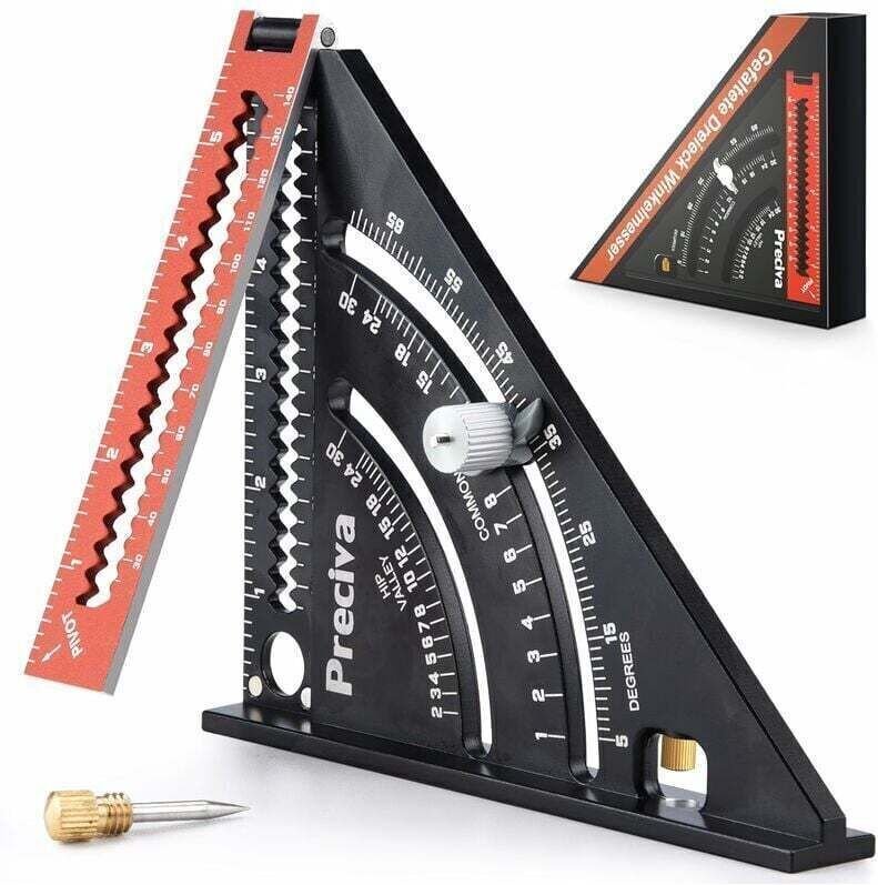 Zimmermannswinkel, Metall/Aluminium, Klappdreieck, Kombinationswinkel, 317 mm, Multifunktionsdreieck, Winkelmesser, Wink...