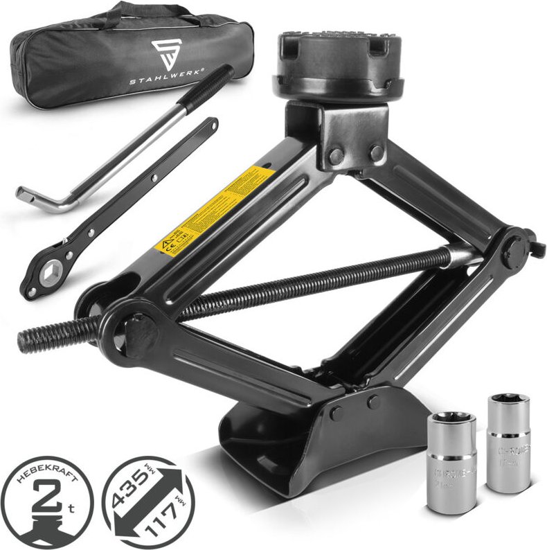STAHLWERK Scherenwagenheber 2000 kg Hubkraft Kfz-Set mit Ratsche
