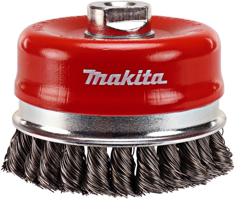 Topfbürste, 100 mm, gezopft, verzinkter Stahl, M14 - Makita