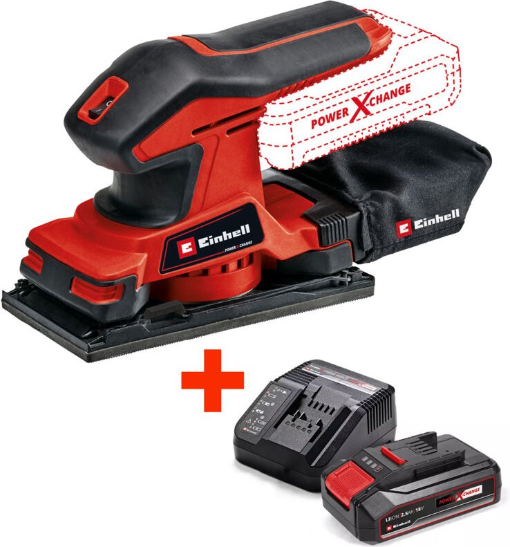 Einhell Akku Schwingschleifer TC-OS 18/187 Li Solo + 2,5Ah Akku