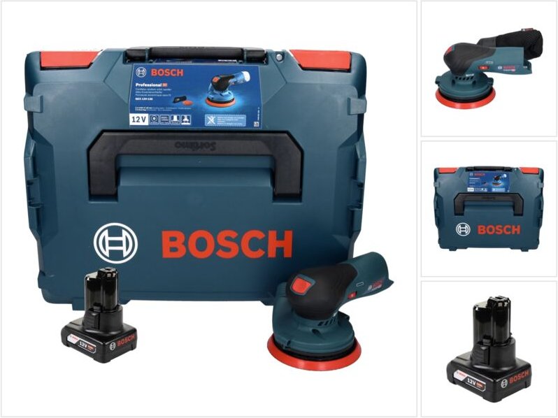 Bosch GEX 12V-125 Professional Akku Exzenterschleifer 12 V 125 mm Brushless + 1x Akku 6,0 Ah + L-Boxx - ohne Ladegerät