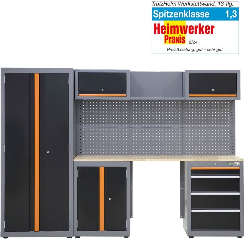 Werkstattwand 13-tlg. Werkstattschranksystem modular 260 x 183 cm Stahl Werkstatteinrichtung orange
