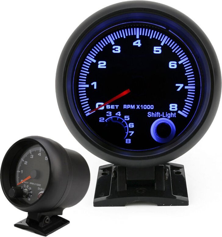 12V 3,75 Zoll 12V Universal-Drehzahlmesser mit blauem Lichtzeiger für Autos, Kfz-Modifikations-Drehzahlmesser, Kfz-Instr...