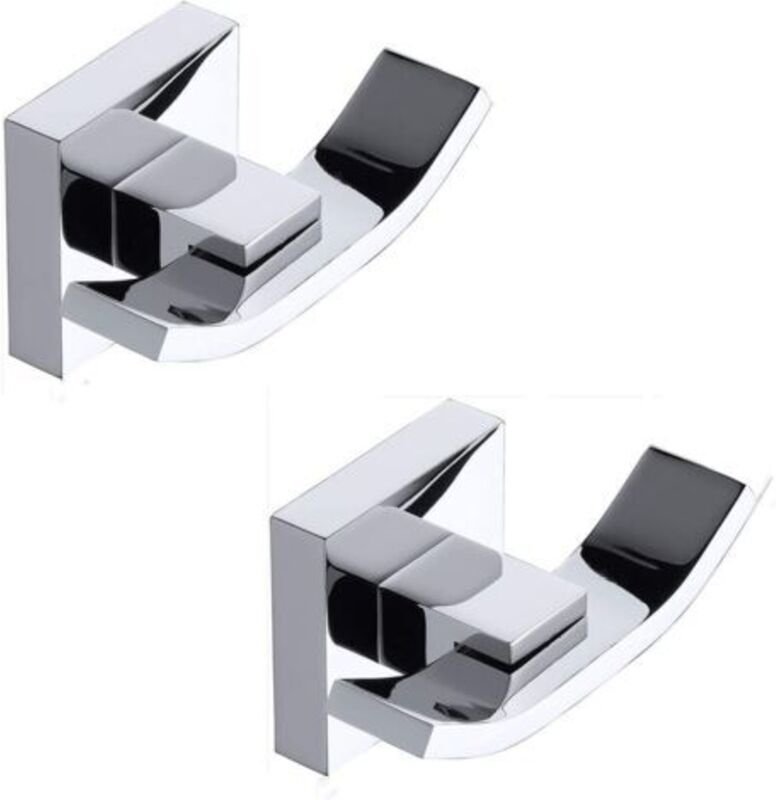2er-Pack Handtuchhaken für Badezimmer, Bademantelhaken, doppelt, poliertes Chrom-Finish