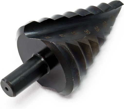 Wiltec - hss Stufenbohrer titanbeschichtet, 10-45 mm, Kegelbohrer mit Titanbeschichtung, Schälbohrer für Stahl und Kunst...
