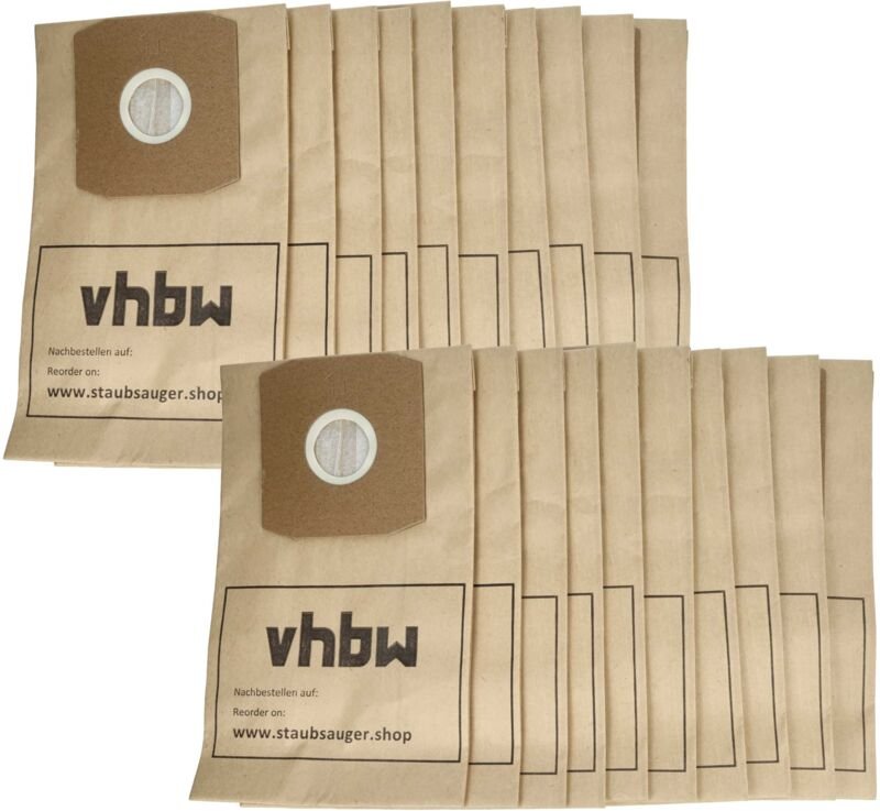 vhbw 20x Staubbeutel Ersatz für Filterclean Y17 für Staubsauger - 27,5cm x 16,5cm Sandfarben