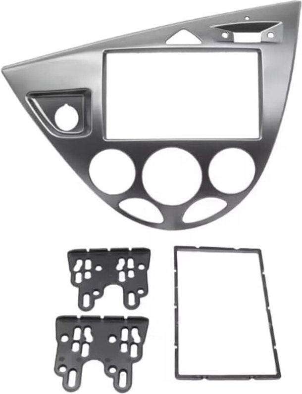 Doppel-DIN-Einbausatz für Ford Focus Fiesta 1998-2006 (Linkslenker) Autoradio, schwarz (silber/gelb).
