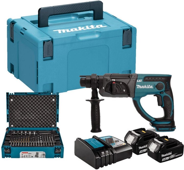 18V SDS-Plus Meißelhammer (2x3,0 Ah) mit Zubehör im Koffer - MAKITA DHR202FJX5
