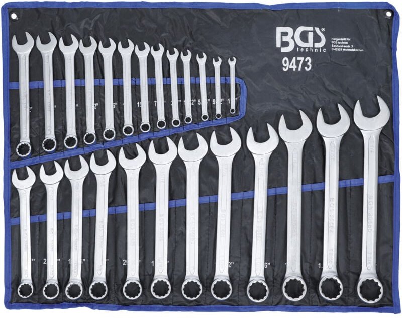 Bgs Technic - Maul-Ringschlüssel-Satz Zollgrößen sw 1/4' - 1.1/4' 25-tlg.