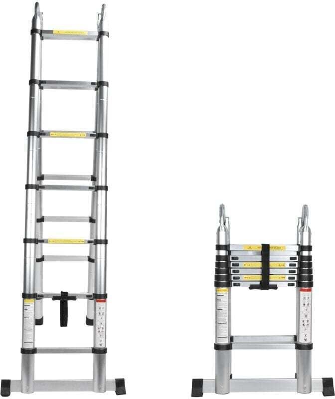 4,4 m lange, teleskopierbare Aluminium-Selbstbauleiter, faltbar, mit abnehmbarer Armlehne, ausziehbar, einläufige, gerad...