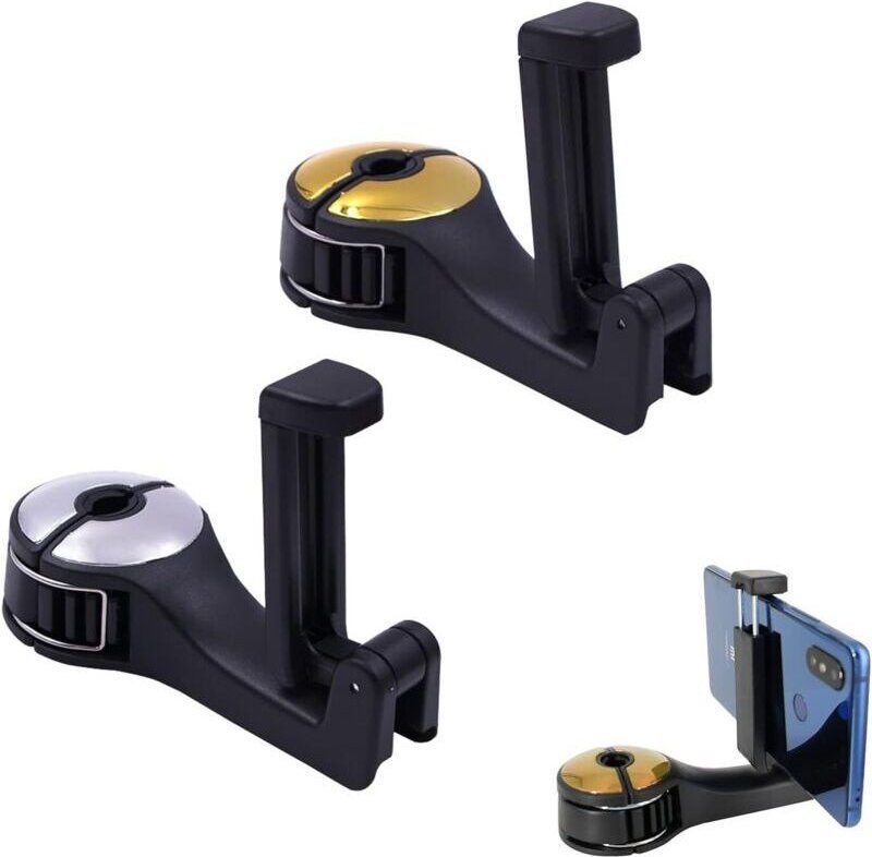 Set mit 2 Autohalterungen für Handys und andere Gegenstände, Haken für die Rückenlehne des Autos, zum Aufhängen von Hand...