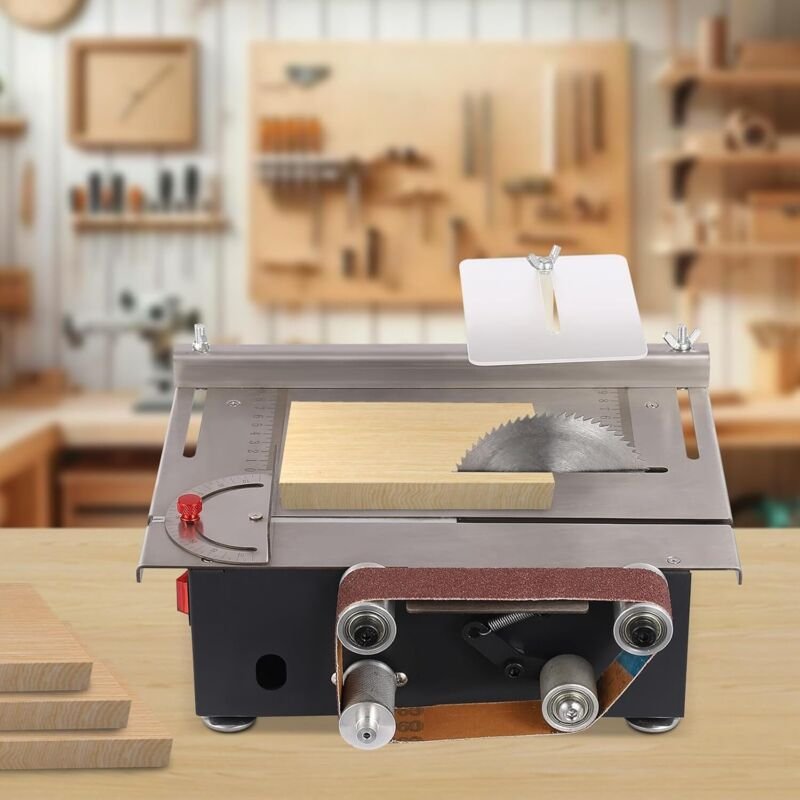Mini Tischkreissäge Tischsäge DIY Schneidemaschine mit Schleifband und 200W Motor für Holzschneiden Metall Schneiden und...