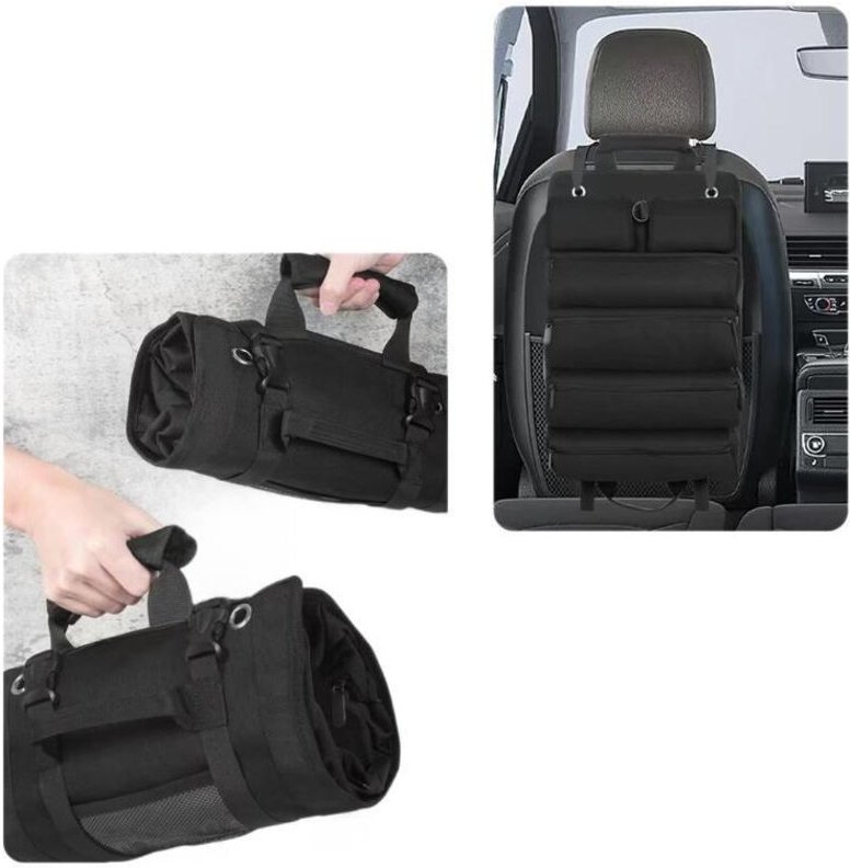 Sac à outils enroulable, sac de rangement d'outils portable et polyvalent, sac à outils enroulable robuste, organisateur...