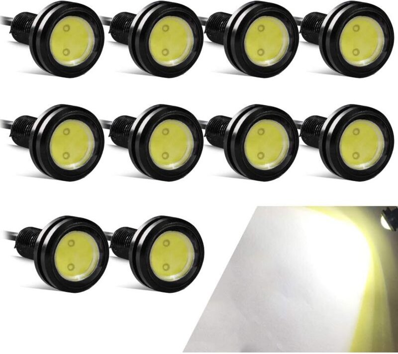 10 Stück 23 mm 3 W Eagle Eye LED für Tagfahrlicht, Rennmotorrad-DRL-Positionsleuchten (Weiß)
