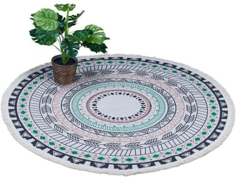 Round carpet with mandala design