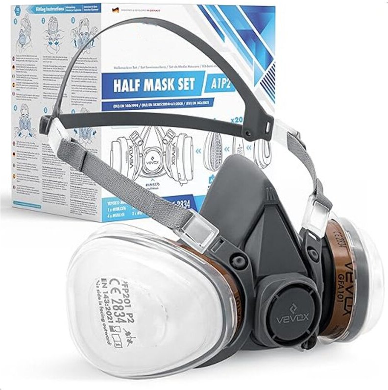 Atemschutzmasken-Set mit A1P2- oder ABEK1P2-Filter – Gasmaske – Malermaske – Staubmaske