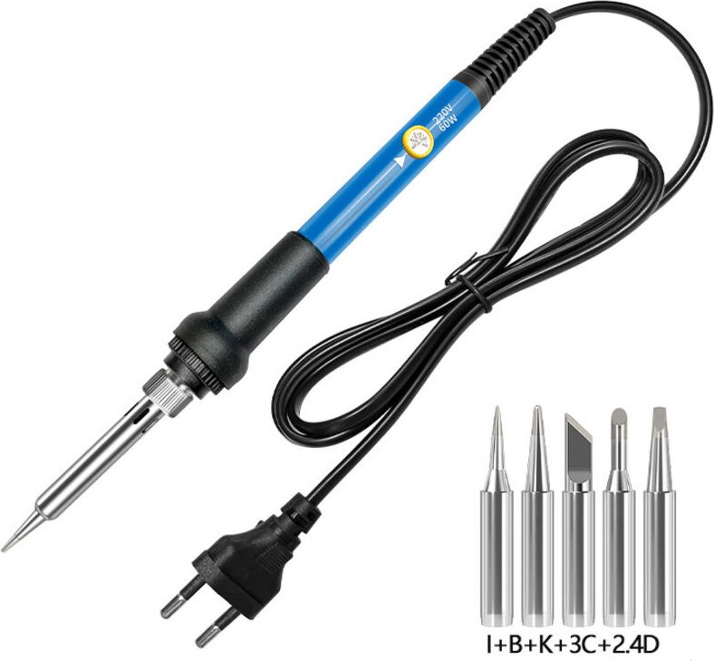 Zinnlötkolben, Lötkolben-Set 60 W, Lötkolben mit einstellbarer Temperatur 200480℃, 5 Lötkolbenspitzen, Zinnlot für Schwe...