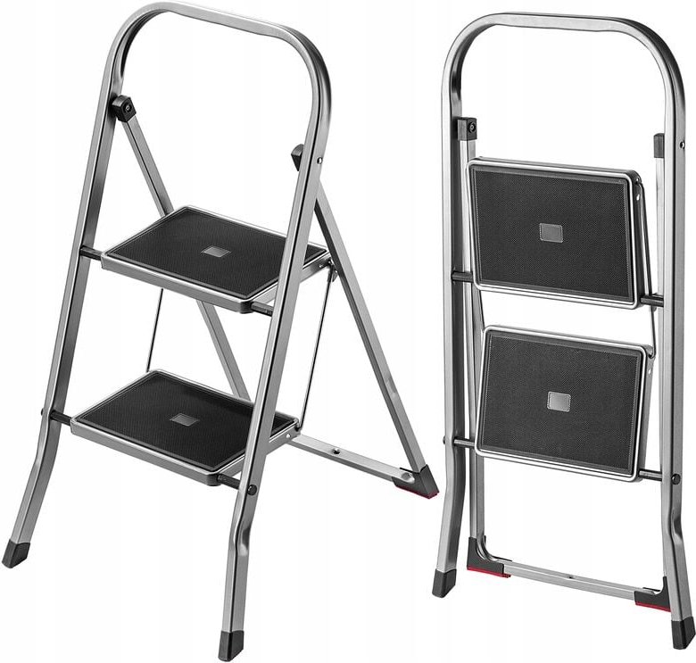 Kadax - Klappleiter aus Stahl, Trittleiter mit Traglast bis 150kg, 2 Stufen
